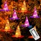 8 Pcs Hanging Witch Hat String Lights, Light Up Waterproof Halloween Decorations (Multicolor)